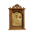 Εικόνα "Παναγίας" Αγιάσου σε κορνίζα ξυλόγλυπτη (Οξιά, 56 x 37.5 x 9 cm)